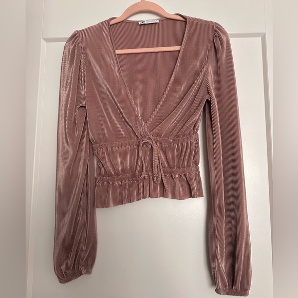 Zara Tops - Zara Blouse Metallic Shimmer Bronze, Size Small, Never Worn